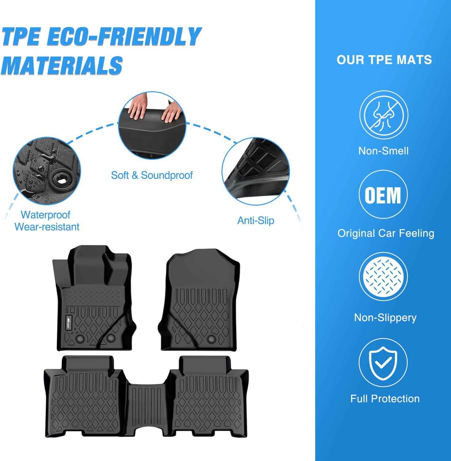 Nilight TPE Floor Mats for Ford Bronco 4 Door 2021 2022 2023 2024 2025 2026,All Weather Custom Fit Heavy Duty Floor Liners