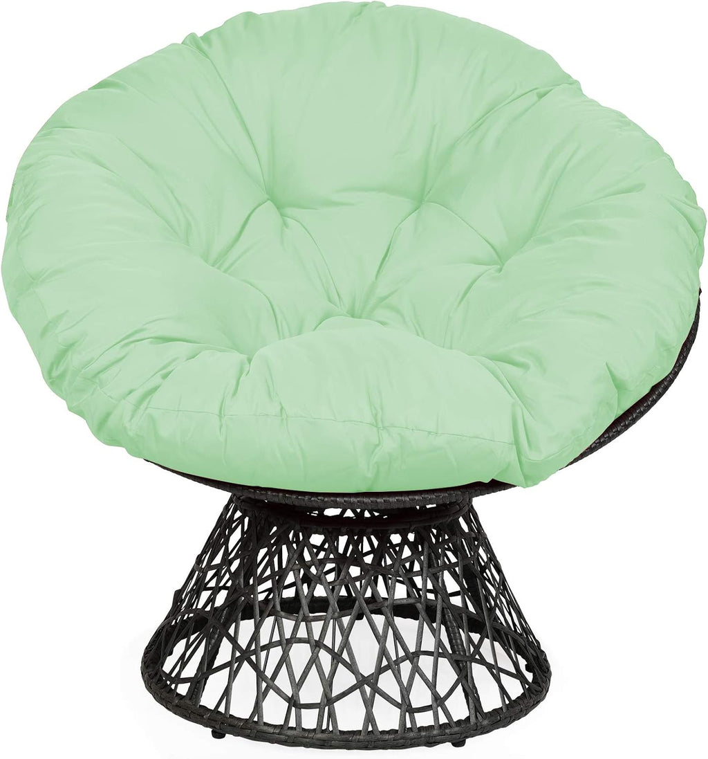 S AFSTAR Papasan Chair with Fabric Cushion, 360-degree Swivel Papasan Chair with Detachable Round Cushion & Wicker Cross Frame, Saucer Chair Moon Chair for Outdoor Patio Indoor Bedroom (Green)