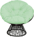 S AFSTAR Papasan Chair with Fabric Cushion, 360-degree Swivel Papasan Chair with Detachable Round Cushion & Wicker Cross Frame, Saucer Chair Moon Chair for Outdoor Patio Indoor Bedroom (Green)