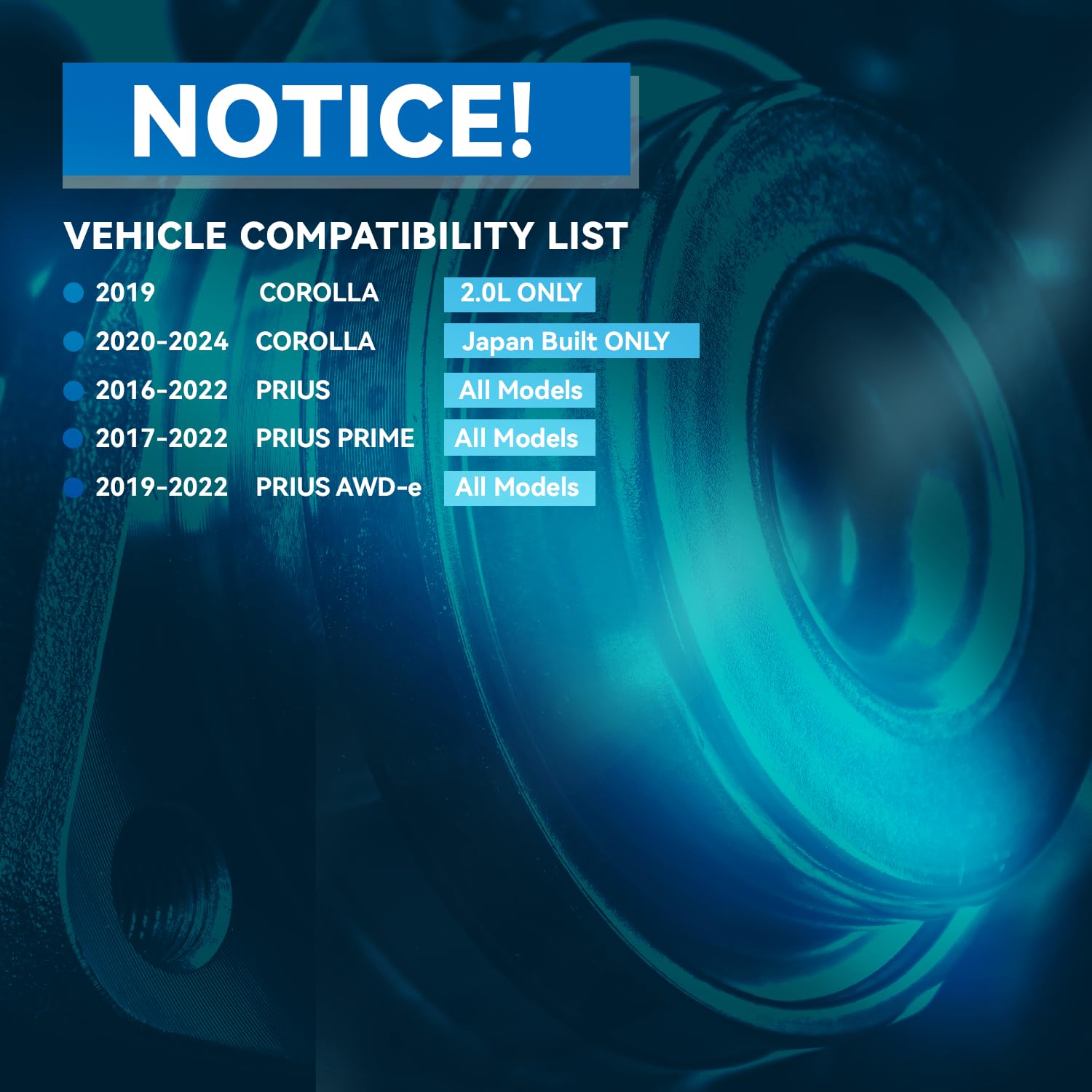 Detroit Axle - Pair Front Wheel Bearing & Hubs Assembly for 2019-2024 Toyota Corolla 2016-2022 Prius 2019-2022 Prius AWD-e 2017-2022 Prius Prime