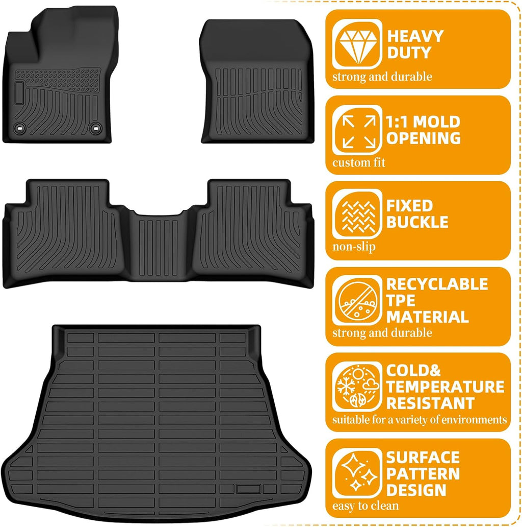 Floor Mats for Toyota Prius 2016 2017 2018 2019 2020 2021 2022(NOT for Prius c or Prius v), Front Rear Mats & Cargo Liner, TPE Non-Slip Waterproof Summer Winter Car Accessories