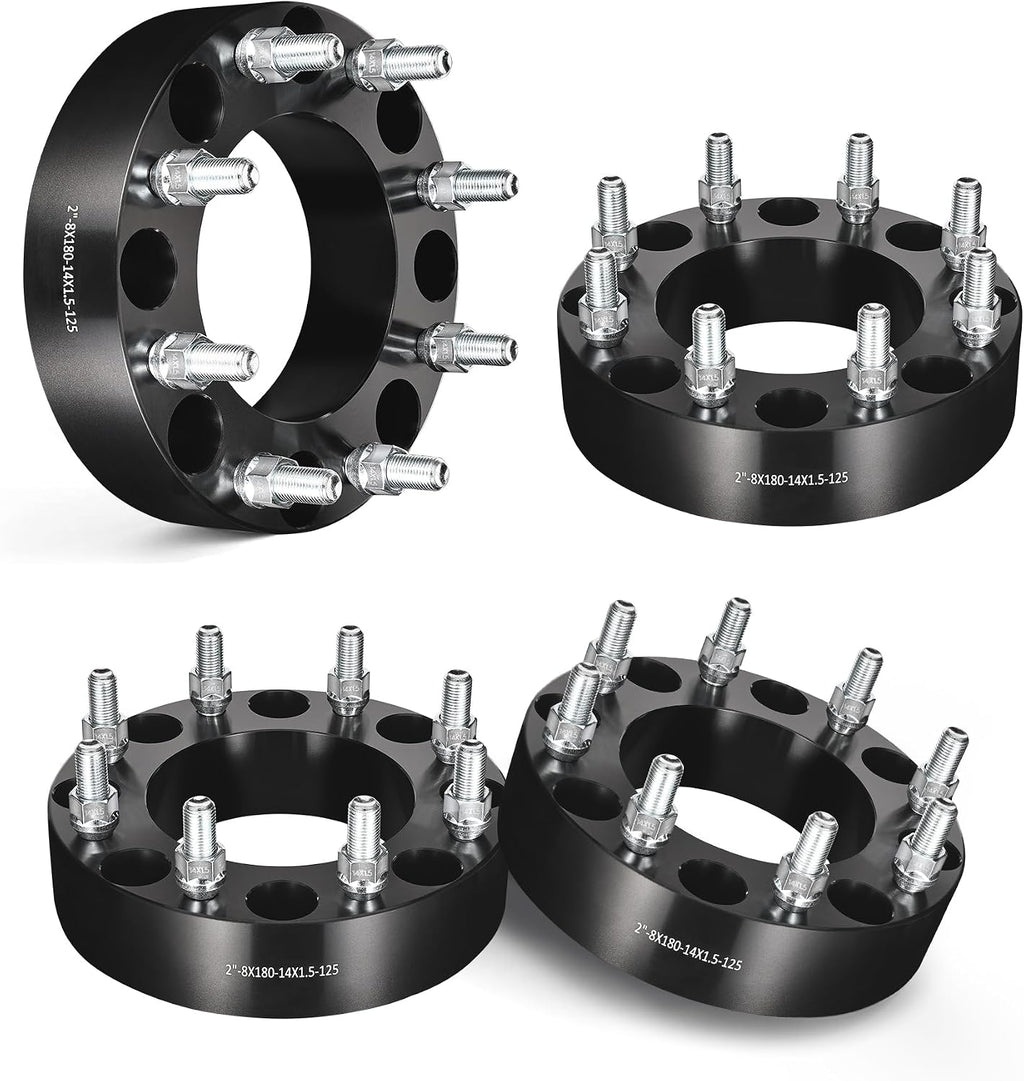 EVIL ENERGY 8x180 Wheel Spacers 2 inch Compatible with Chevy Silverado 2500 2011-2018, 8x180 mm 8 Lugs 125 mm Hub Bore M14x1.5 Studs Black, Not Hubcentric