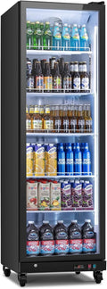 Yeego Commercial Refrigerators - 17.5 Cu.Ft Glass Door Commercial Beverage Refrigerators with Dual LED Light & Adjustable Shelves, 32-50°F Commercial Cooler for Stores Bakery Bar Offices Restaurants