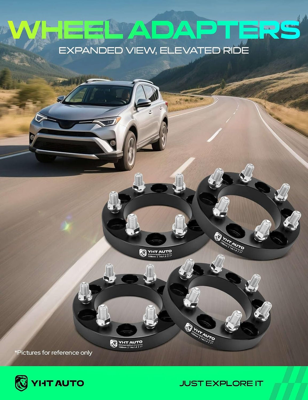 YHTAUTO 6x5.5 to 6x135mm Wheel Adapters 1' Compatible with Chevrolet Cadillac GMC Ram Models: Silverado Yukon, Tire Spacers w/M14x1.5' & 12.9 Grade Studs, 108mm Center Bore 6 Lug 4PCS
