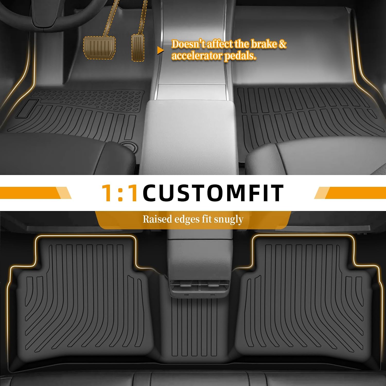Floor Mats for Toyota Prius 2016 2017 2018 2019 2020 2021 2022(NOT for Prius c or Prius v), Front Rear Mats & Cargo Liner, TPE Non-Slip Waterproof Summer Winter Car Accessories