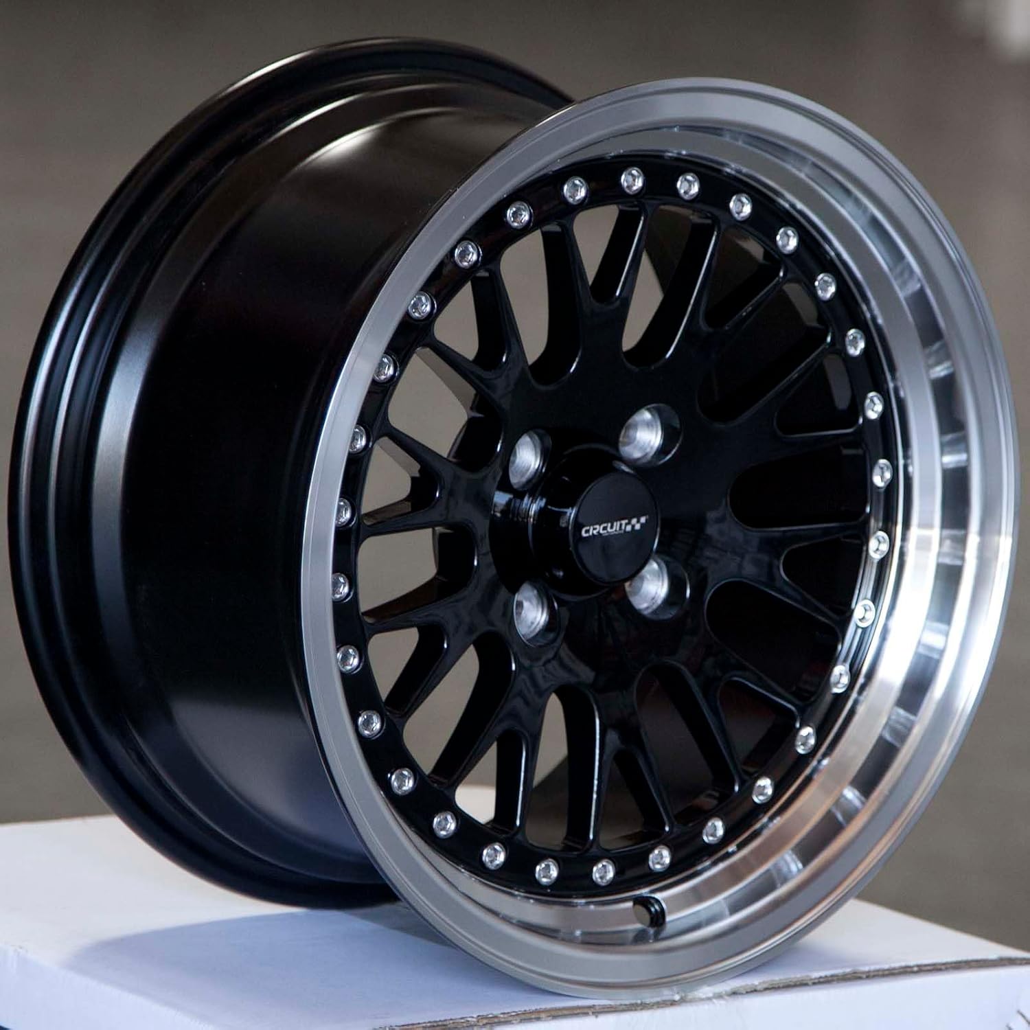 Circuit Performance CP21 15×8 Gloss Black/Machined Lip Wheel 4×100 [+25mm] compatible with Honda Civic EK EG, Acura Integra, BMW E30, Mazda Miata