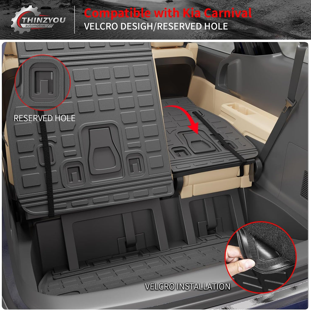 Floor Mats Compatible with 2022-2025 2026 Kia Carnival 8 Seater MPV No Hybrid&Prestige Trunk Liner Cargo Liner Cargo Mat 2024 Carnival Accessories (Floor Mats+Trunk Mat+Backrest Mats)