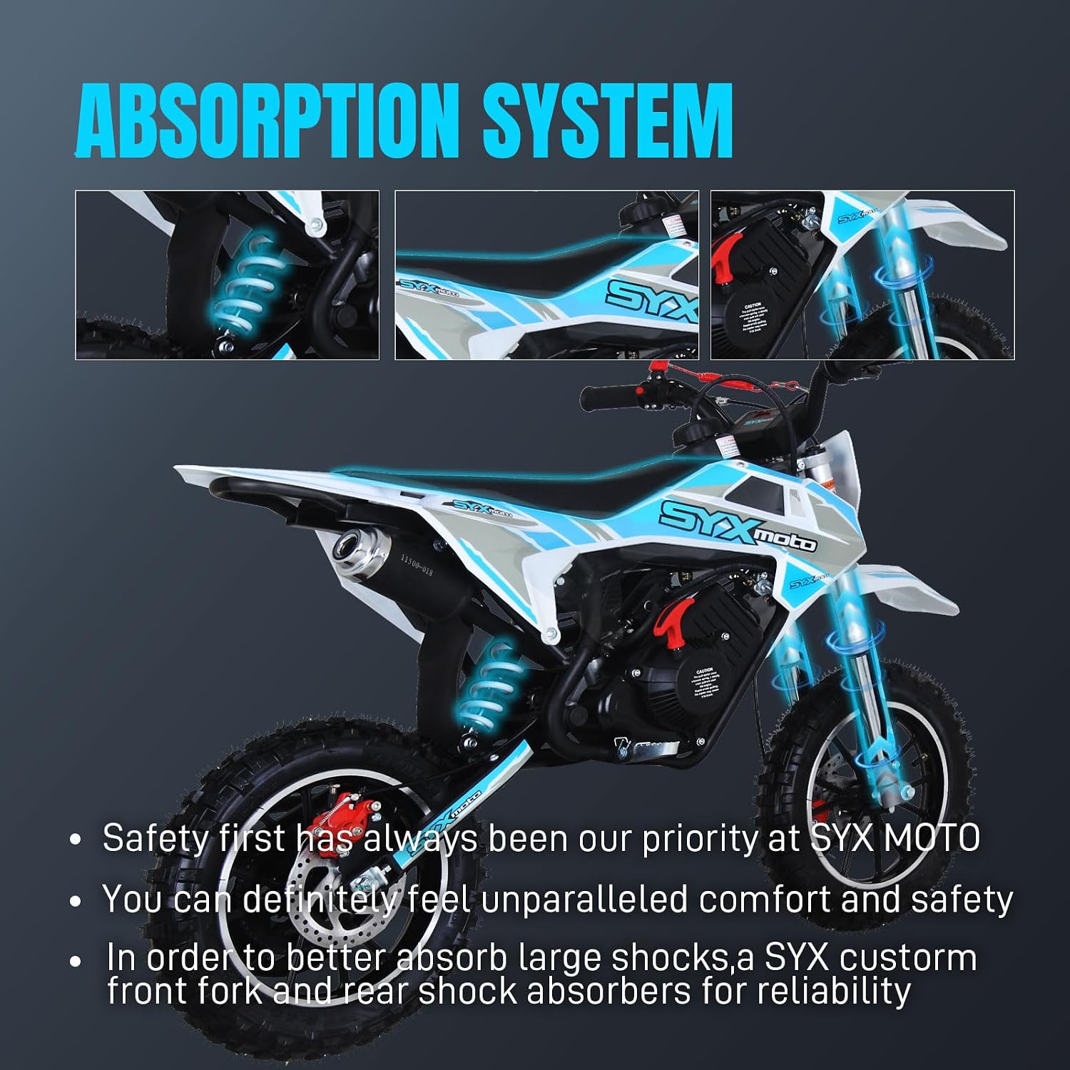 58cc Dirt Bike, 4-Stroke Gas Power Mini Pit Bike,Off-Road Motorcycle for Kids,Pull Start,10' Tires,with Child Protective Equipment Sets(GreenWhite)