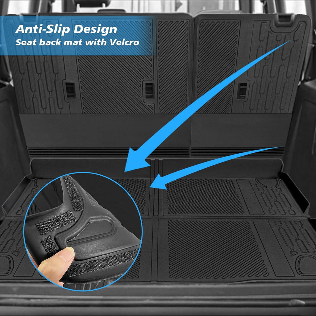 Floor Mats for Ford Bronco 4 Door 2026-2021 Full Sets All Weather Floor Mat for Ford Bronco Accessories 2026 2025 2024-2021 Rear Back Seat Cover Protector Trunk Frunk Cargo Liner Black