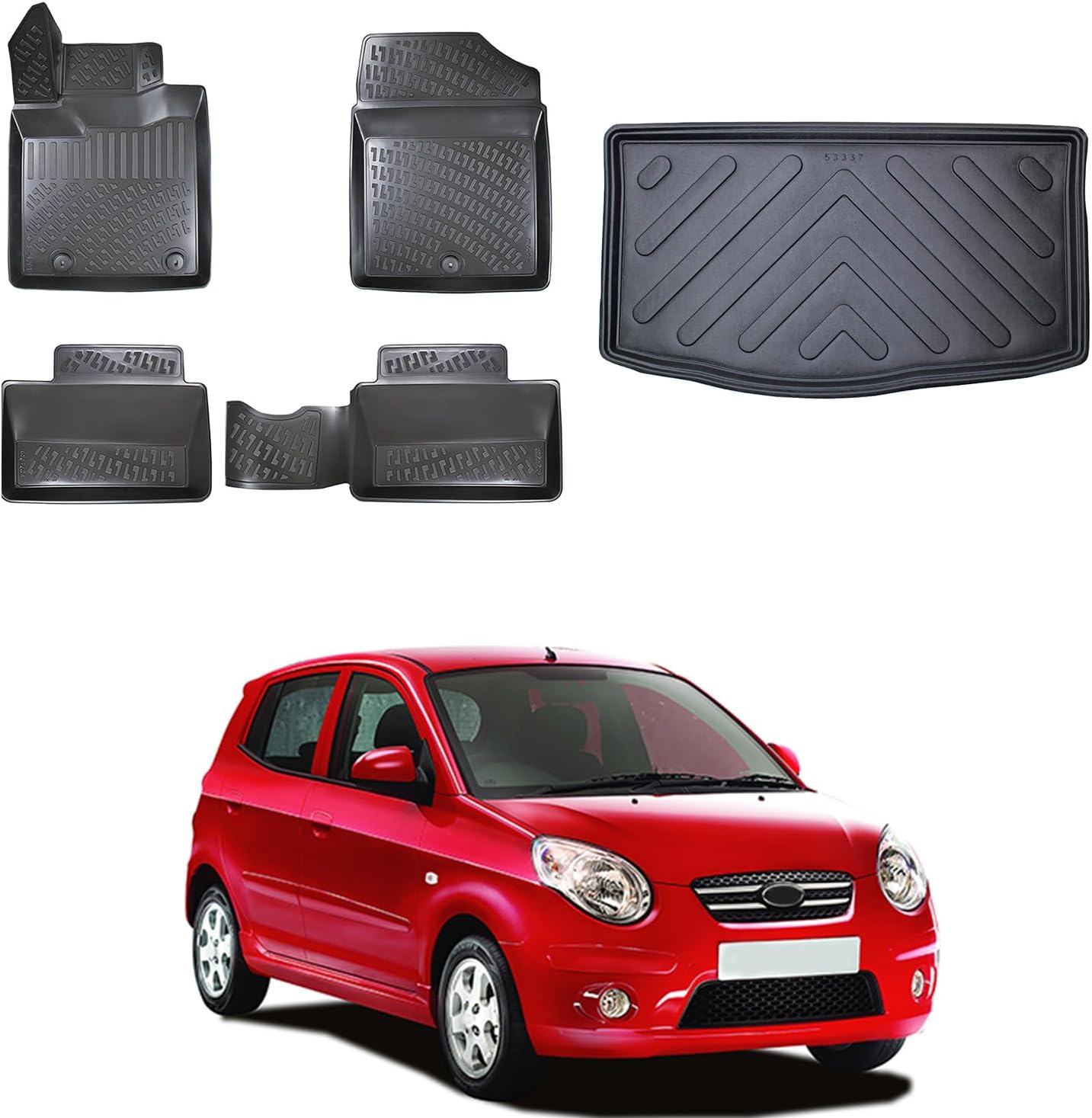 Car Floor Mats and Cargo Liner for Kia Picanto 2011-2017 4Pcs | Waterproof All Weather Durable 3D Auto Floor Liner | Car Interior Accessories