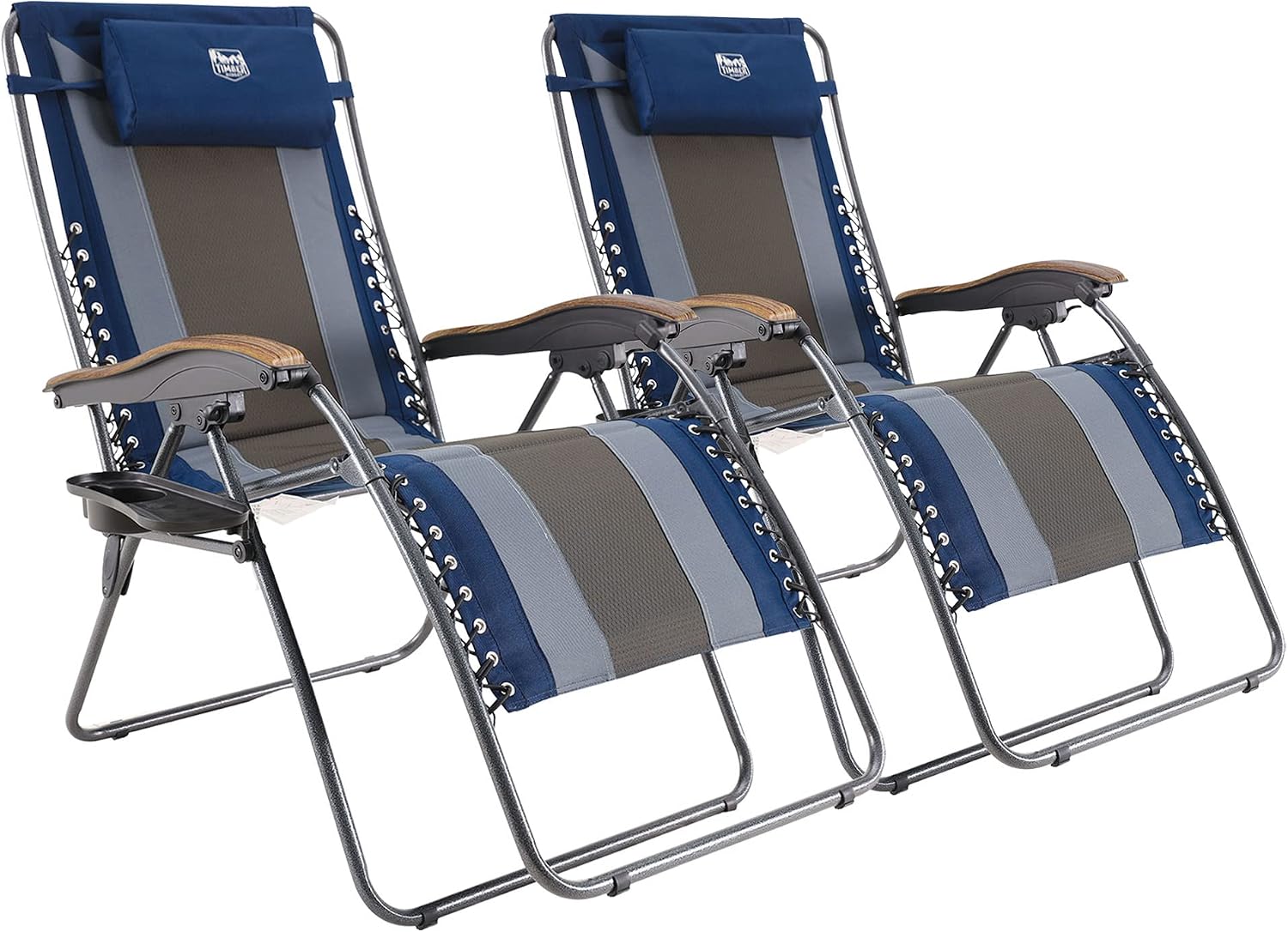 Timber Ridge Oversized Zero Gravity Chair, Padded Reclining Lounge Chair with Adjustable Headrest & Cup Holder, Heavy Duty Support 350 lbs, Foldable for Camping, Lawn, Outdoor & Indoor