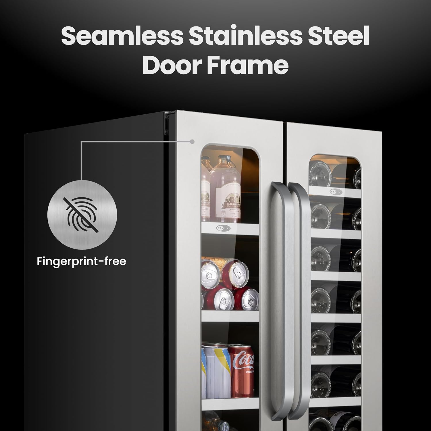 Wine and Beverage Fridge Glass Door Dual Zone 20 Bottles 60 Cans Built in Beverage Refrigerator or Freestanding Wine Cooler Under Counter French Door Refrigerators for Beer Drink Home Bar 5.65 Cu.ft