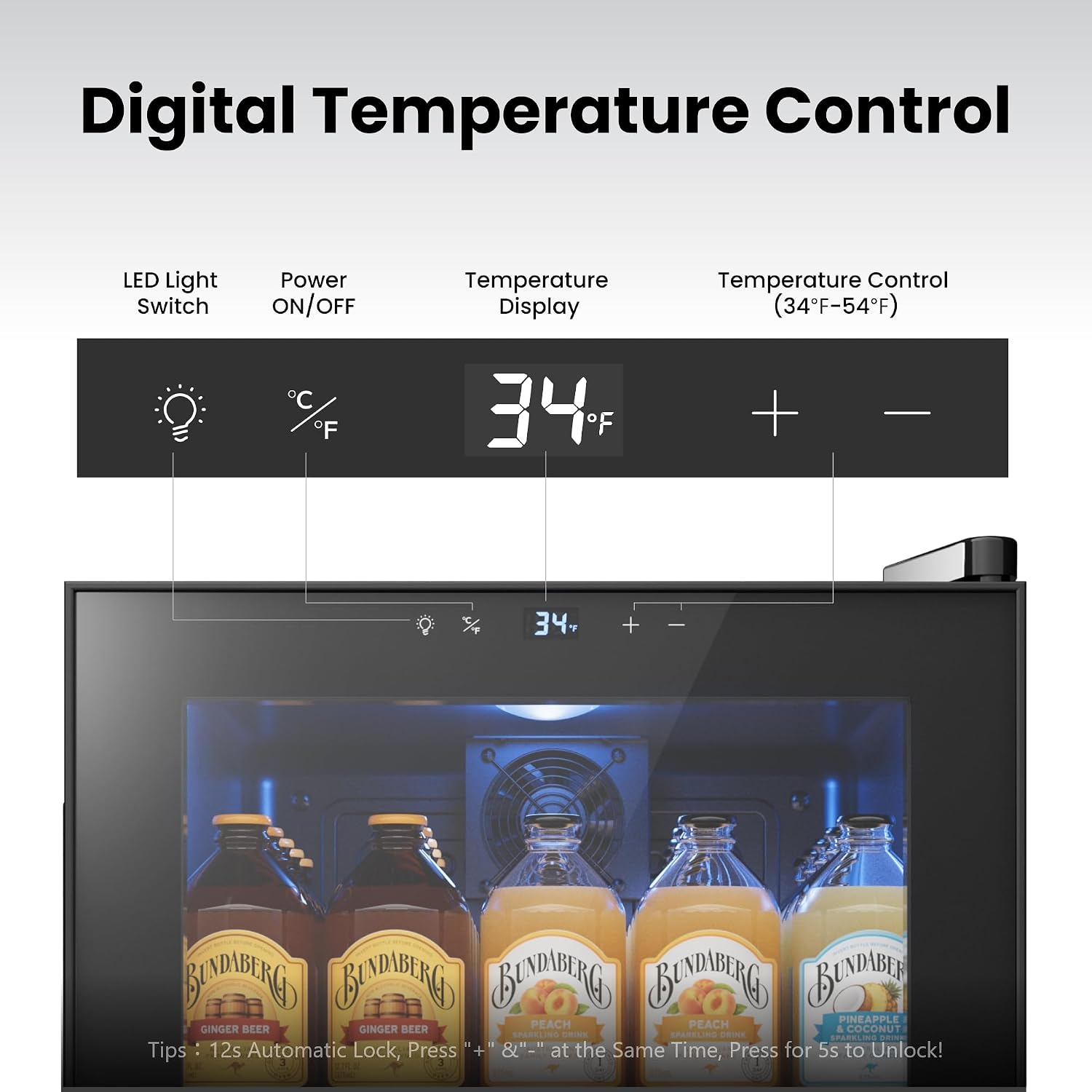 Yeego Beverage Refrigerator Cooler, 65 Cans Drink Mini Fridge with Glass Door for Soda, Beer or Wine, Beverage Cooler with Digital Temperature Control from 34°F to 54°F for Home, Office or Bar (Black)