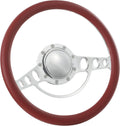 14'' Billet Half Wrap 9 Bolts Steering Wheel with 2'' Dish and Horn Button (Burgundy)