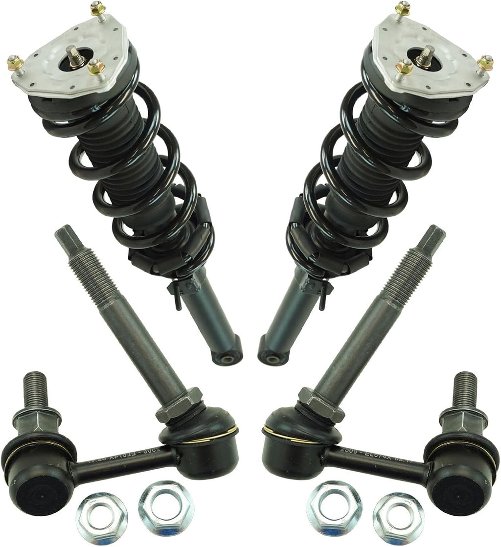 TRQ Front Suspension Kit Shock & Spring Strut Assembly Sway Bar Stabilizer Link Compatible with 2011-2012 Infiniti G25 2007-2008 G35 2009-2013 G37 2015 Q40