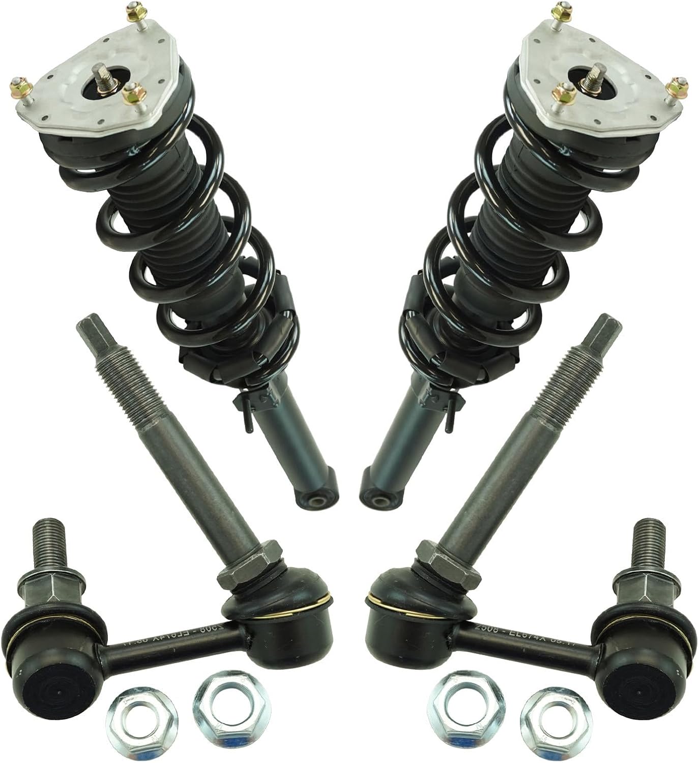 TRQ Front Suspension Kit Shock & Spring Strut Assembly Sway Bar Stabilizer Link Compatible with 2011-2012 Infiniti G25 2007-2008 G35 2009-2013 G37 2015 Q40