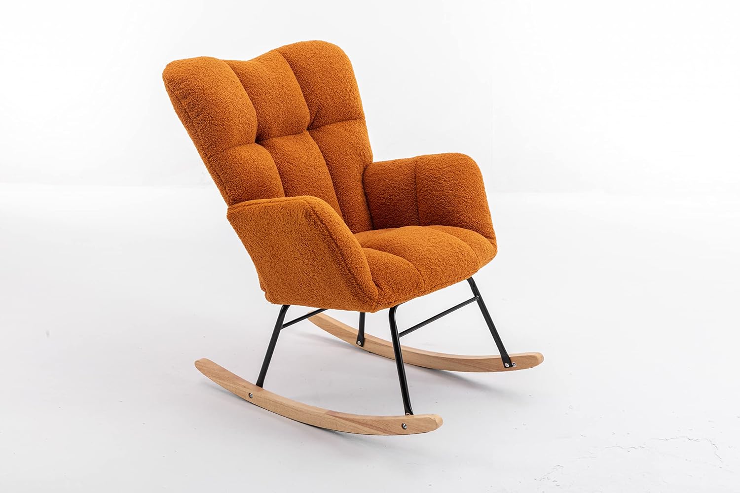 Rocking Chair Nursery Gilder, 31.5' D×27.6' W×37.4' H, Soft Teddy Fabric, 250LBS Capacity, Living Room & Nursery Accent Furniture