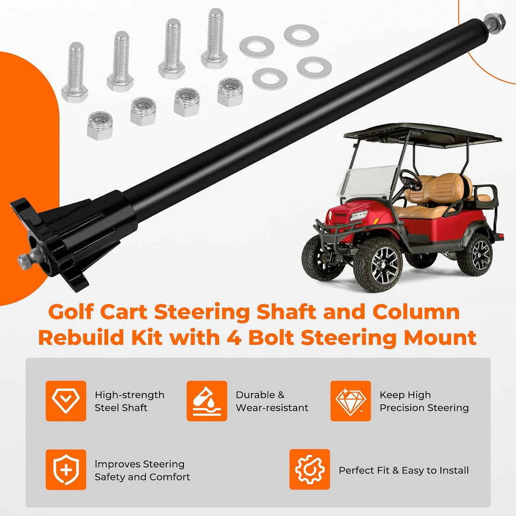 Golf Cart Steering Shaft and Column Rebuild Kit 70607-G01 Compatible with EZGO TXT Golf Cart 2001-up, with 4 Bolt Steering Mount, Replace for 70610-G01, 70610-G02
