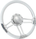 14'' Billet Trinity Half Wrap 9 Bolts Steering Wheel with 2'' Dish and Horn Button (White)