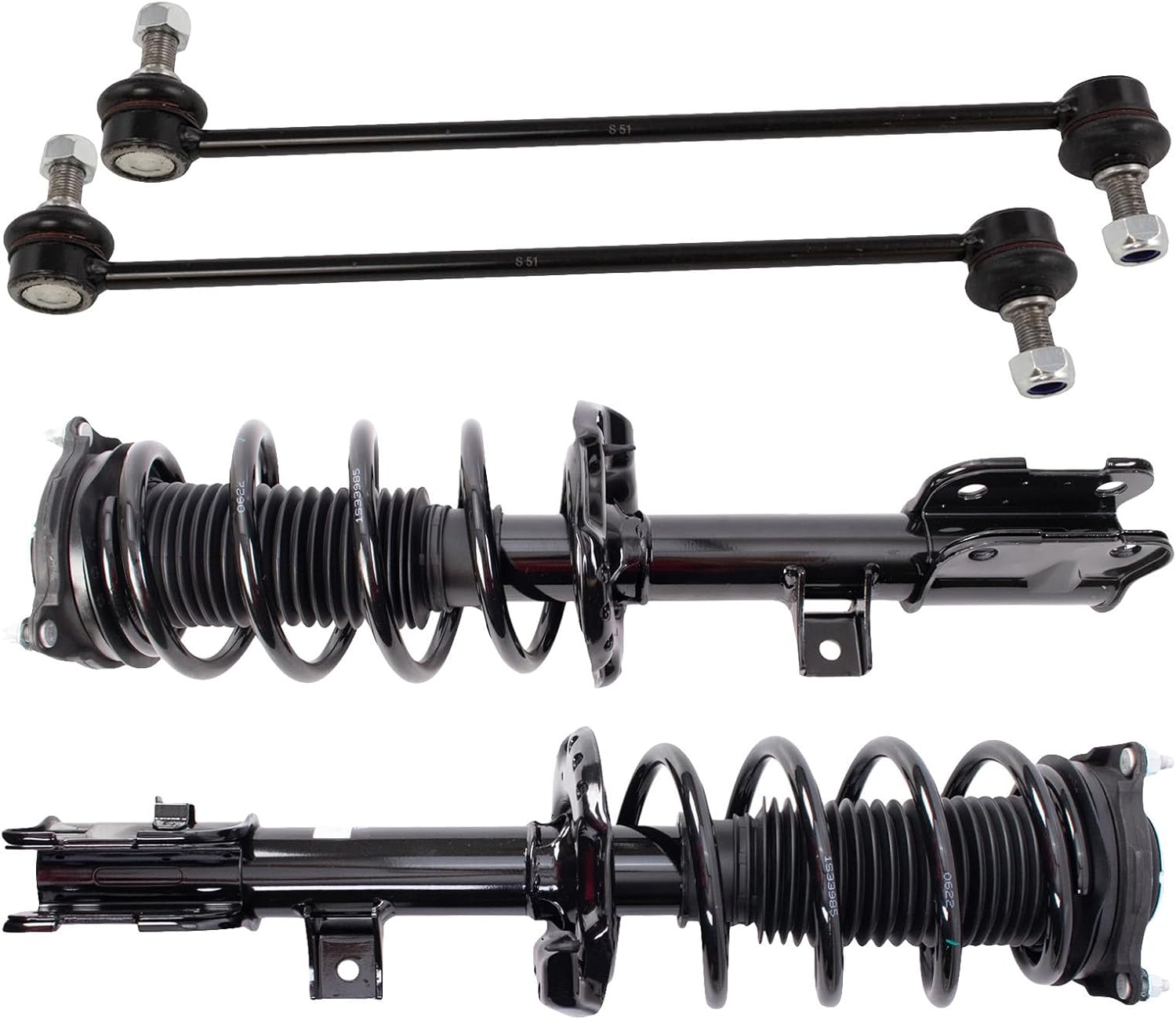 TRQ Front Suspension Kit Complete Strut & Coil Spring Assembly Sway Bar Stabilizer Link Compatible with 2015-2020 Kia Sedona