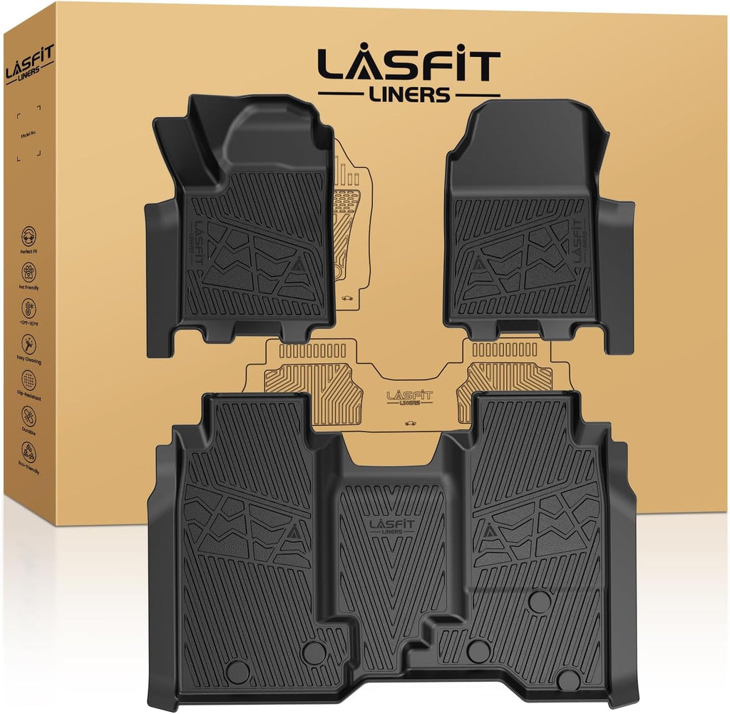 LASFIT Floor Mats for Chevrolet Chevy Silverado EV 2024-2026 (Fit Without Multi-Flex Midgate, Not Fit with Multi-Flex Midgate), All Weather TPE Custom Fit Floor Mats for Cars