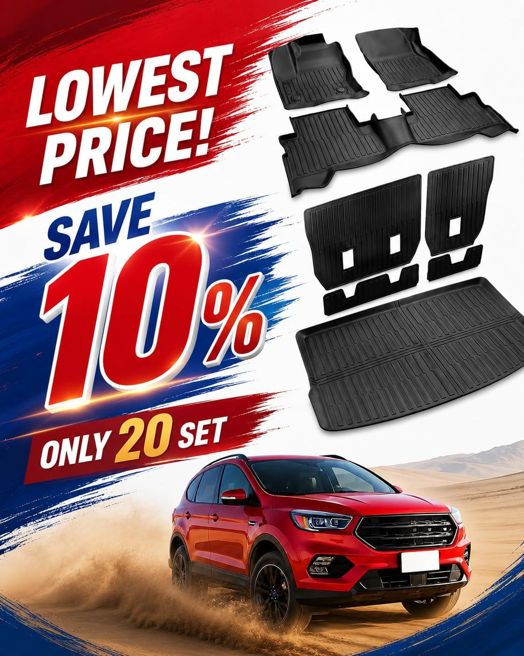 Custom Fit Floor Mats & Cargo Liner & Rear Seat Back Protectors for Ford Escape 2013-2019, All-Weather Rubber Mats, Full Interior Protection for SUV, Durable & Easy to Clean