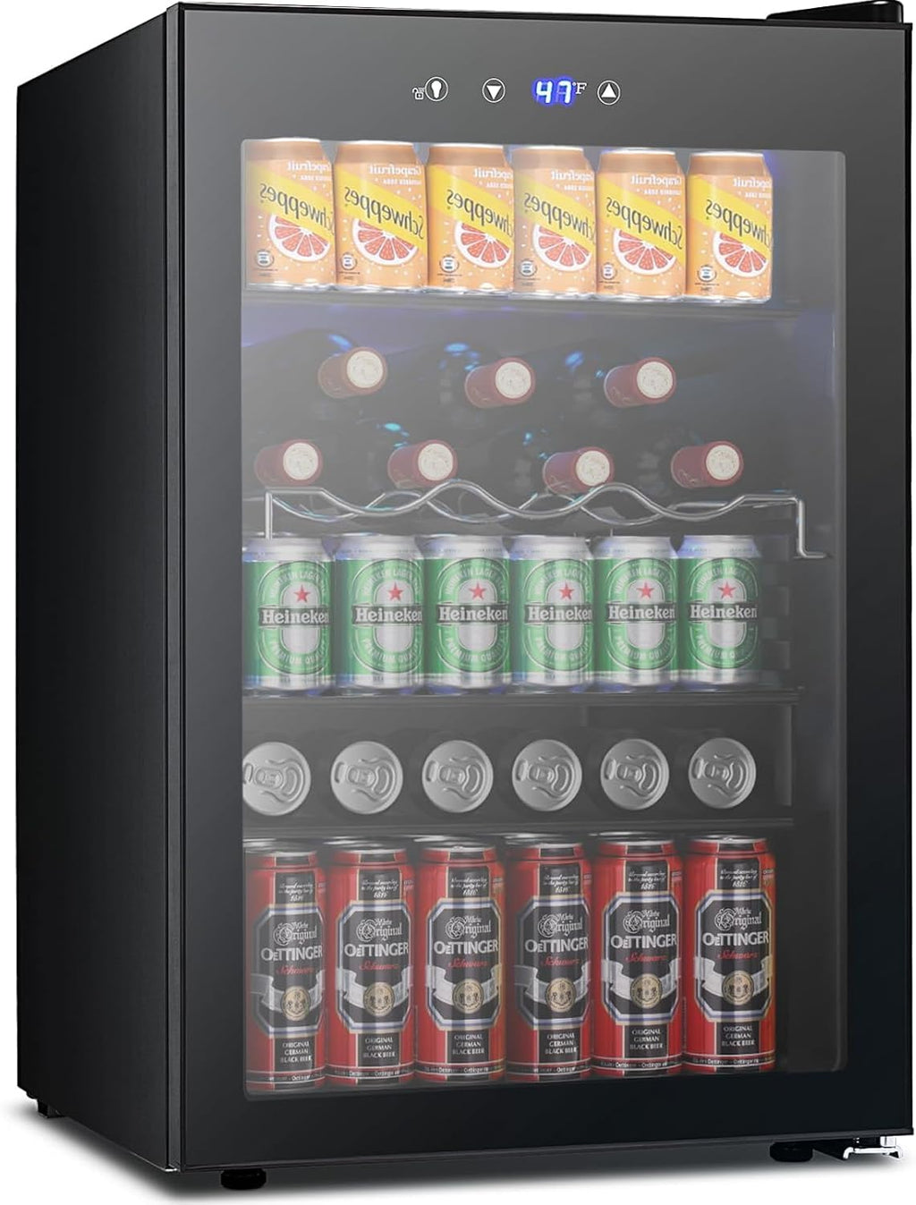 COWSAR Beverage Refrigerator 145 Can Wine Cooler Freestanding Mini Fridge Small with Digital Temperature Control, Glass Door, and Child Lock, Quiet Drink Refrigerator for Home, Bar– 4.5 Cu. Ft.