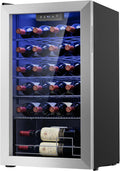 Icyglee 25 Bottle Compressor Wine Cooler Refrigerator, Freestanding Wine Cellar, 41-64°F Adjustable Temperature, Double-layer Glass Door, for Home Bar, Red and White Wine, Silver