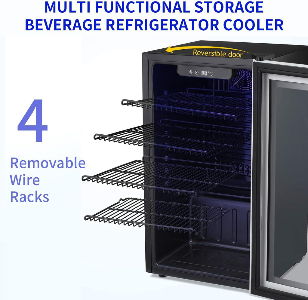 Antarctic Star Beverage Refrigerator Cooler - 120 Can Mini Fridge Glass Door for Soda Beer or Wine Small Drink Dispenser Clear Front for Home, Office or Bar,3.2 cu.ft.