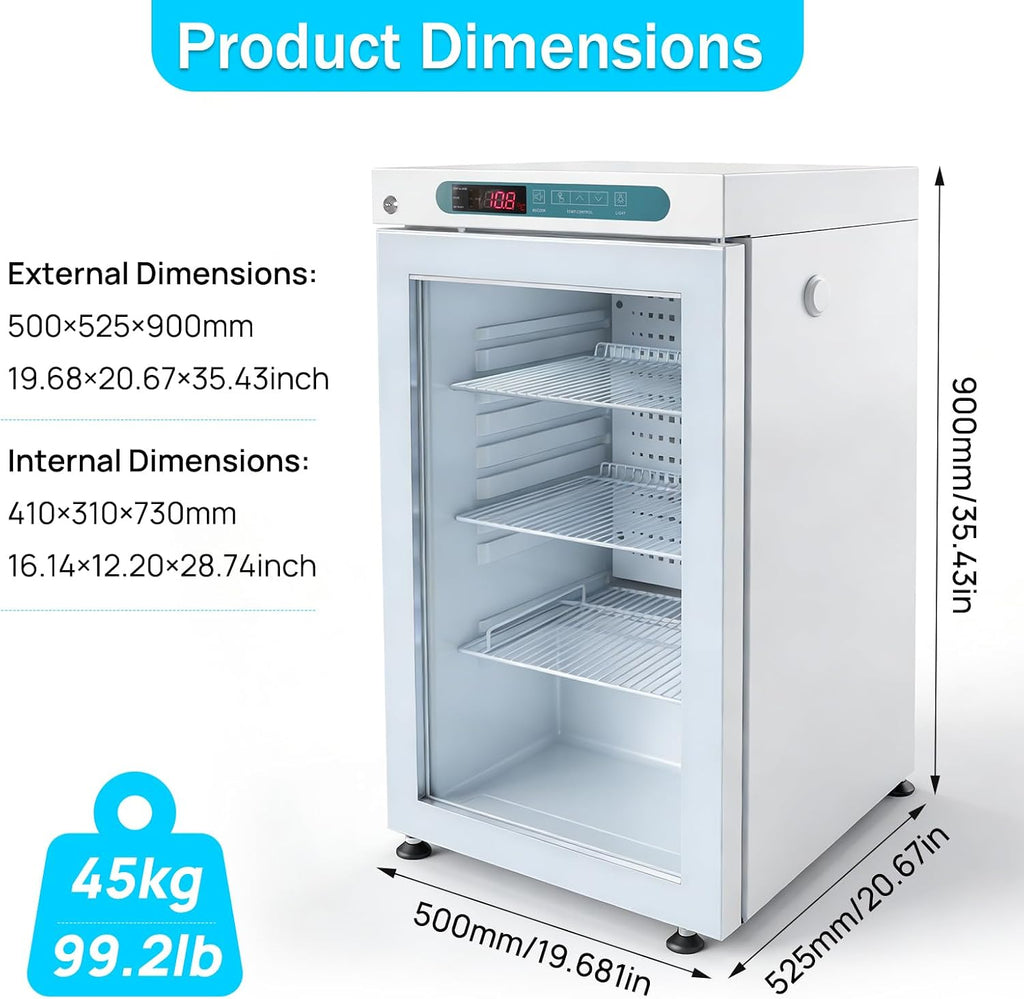 Lab Refrigerator, 2-8℃, 105L/3.7Cu.Ft, 110V, 20'' Wide Medical Refrigerator, LED Lighting Pharmacy Fridge, Digital Thermostat, Designed for Pharmacy, Medicine, Vaccine Storage