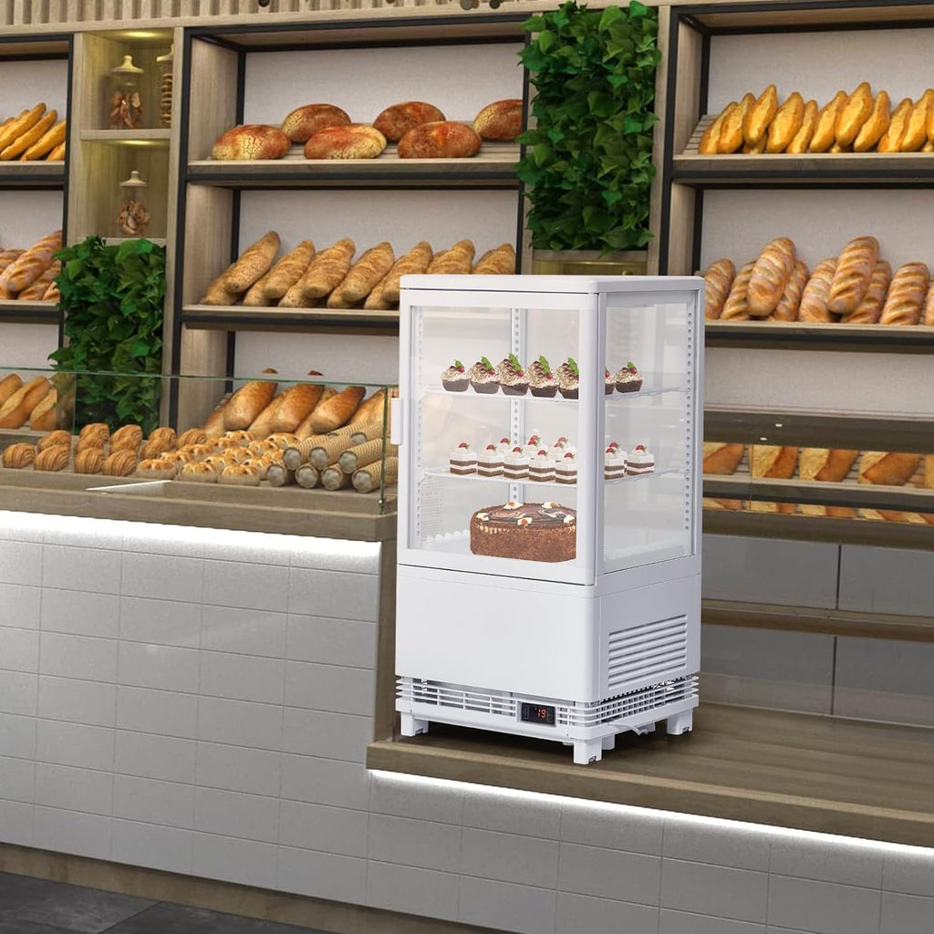 Commercial Beverage Refrigerator, Upright Beverage Display Refrigerator with Double Glass Door and Adjustable Shelves, Refrigerated Beverage Cooler for Restaurants, Bars, Shops