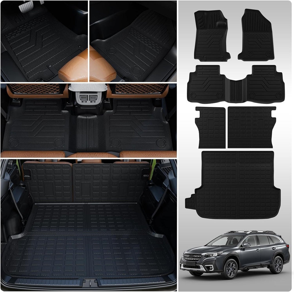 Floor Mats Compatible with 2020-2025 Subaru Outback Cargo Liner Cargo Mat Trunk Liner TPE All Weather Back Seat Cover Protector 2024 Outback Accessories (Trunk Mat+Bakcrest Mats+Floor Mats)