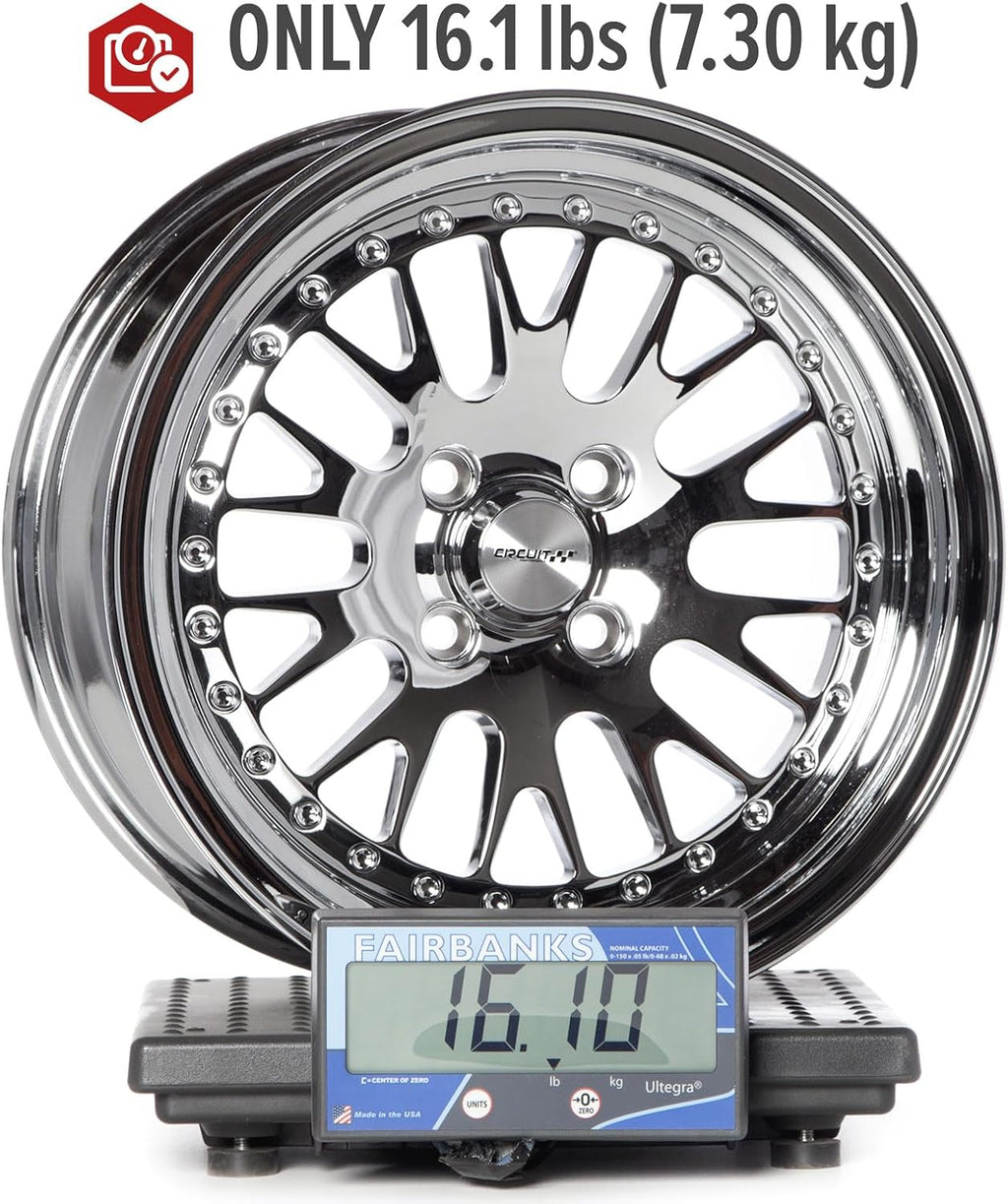 Circuit Performance CP21 15×8 Chrome Wheel 4×100 [+25mm] compatible with Honda Civic EK EG, Acura Integra, BMW E30, Mazda Miata