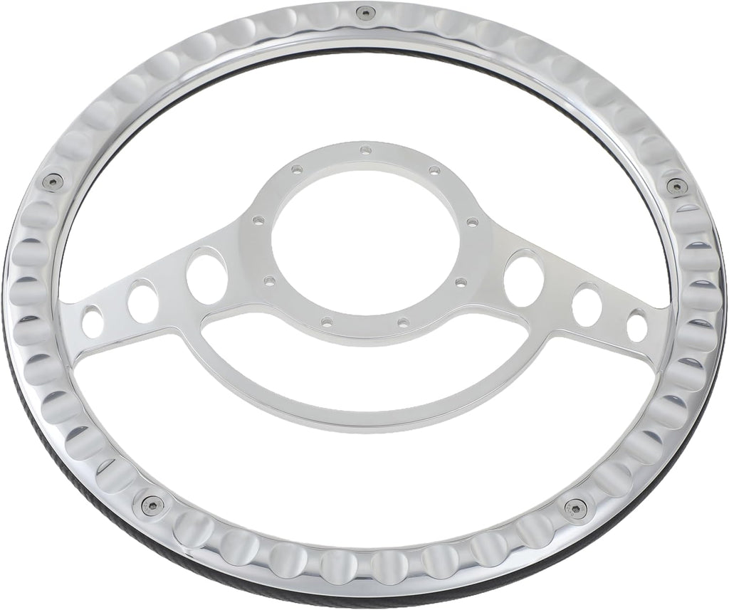 14'' Billet Half Wrap 9 Bolts Steering Wheel with 2'' Dish and Horn Button (Black)