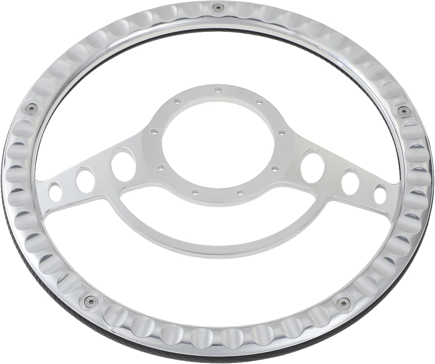 14'' Billet Half Wrap 9 Bolts Steering Wheel with 2'' Dish and Horn Button (White)