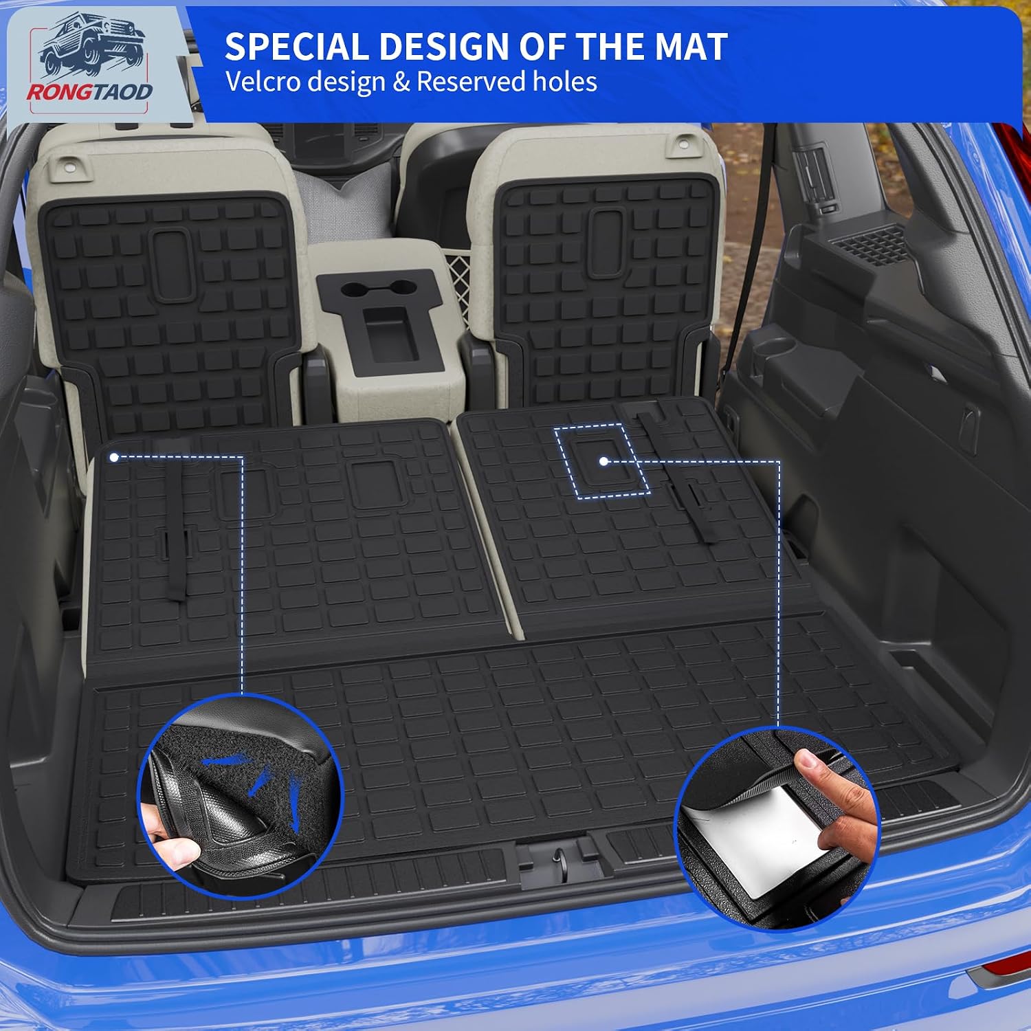 Rongtaod Floor Mats Compatible with 2023 2024 2025 2026 Honda Pilot 7&8-Seater Cargo Mat Trunk Mat Cargo Liner Kick Mats Back Seat Cover TPE All Weather Pilot Accessories (Floor Mats Full Set 7pcs)