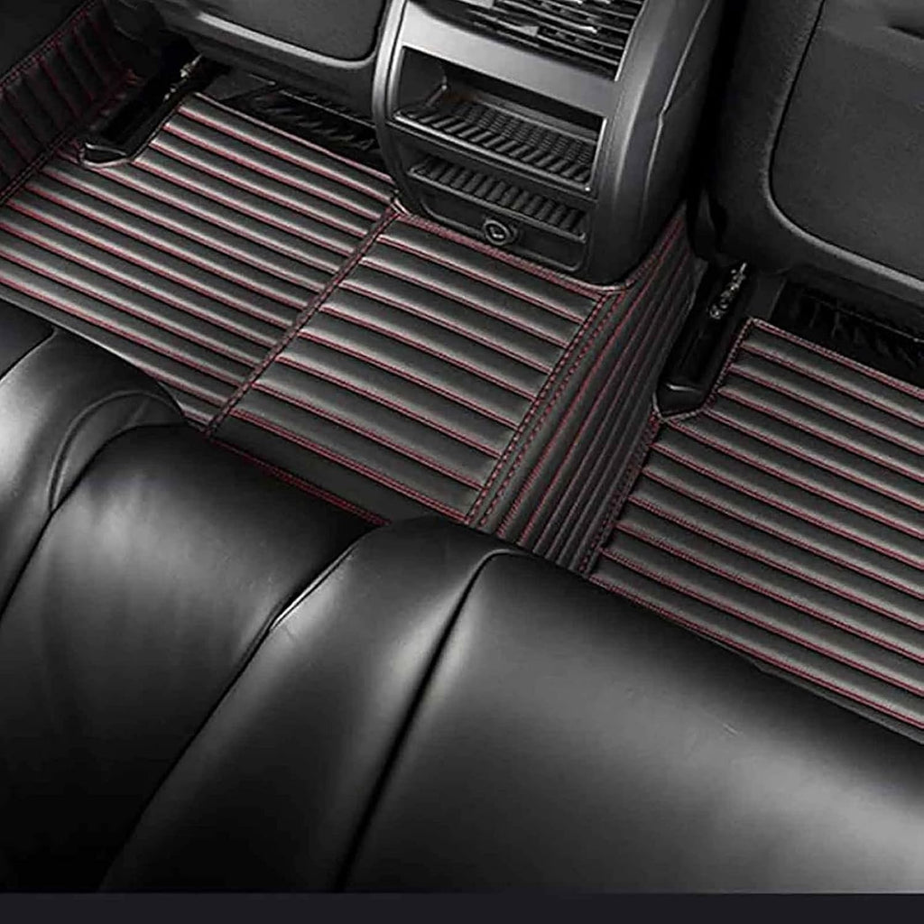Custom All-Weather Car Floor Mats for Kia NIRO 2017-2022, Waterproof Anti-Slip Leather Mats Full Coverage 3D Design Cargo Liners Accessories, Black-Red