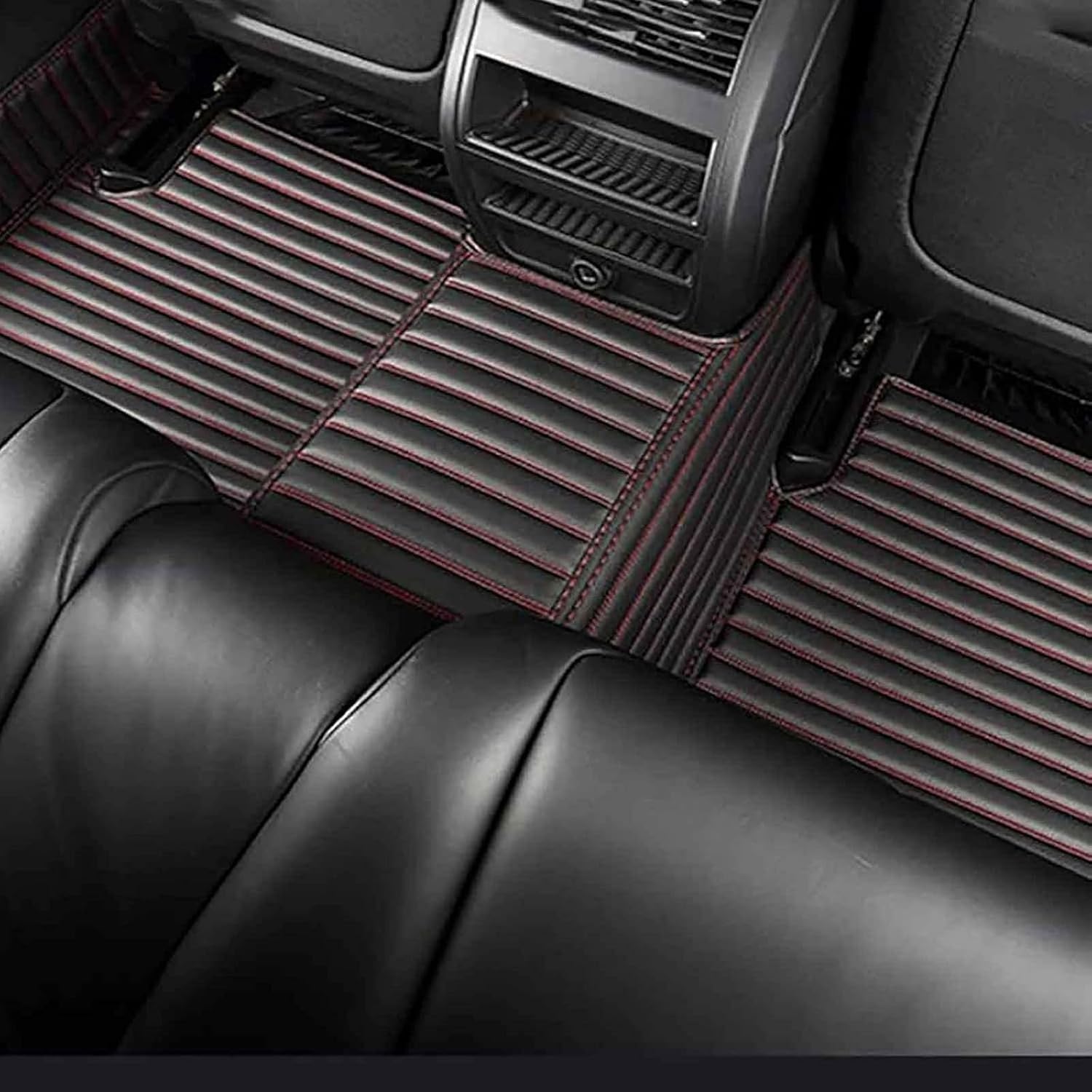 Custom All-Weather Car Floor Mats for Hyundai Veloster 2011-2015, Waterproof Anti-Slip Leather Mats Full Coverage 3D Design Cargo Liners Accessories, Black-Red