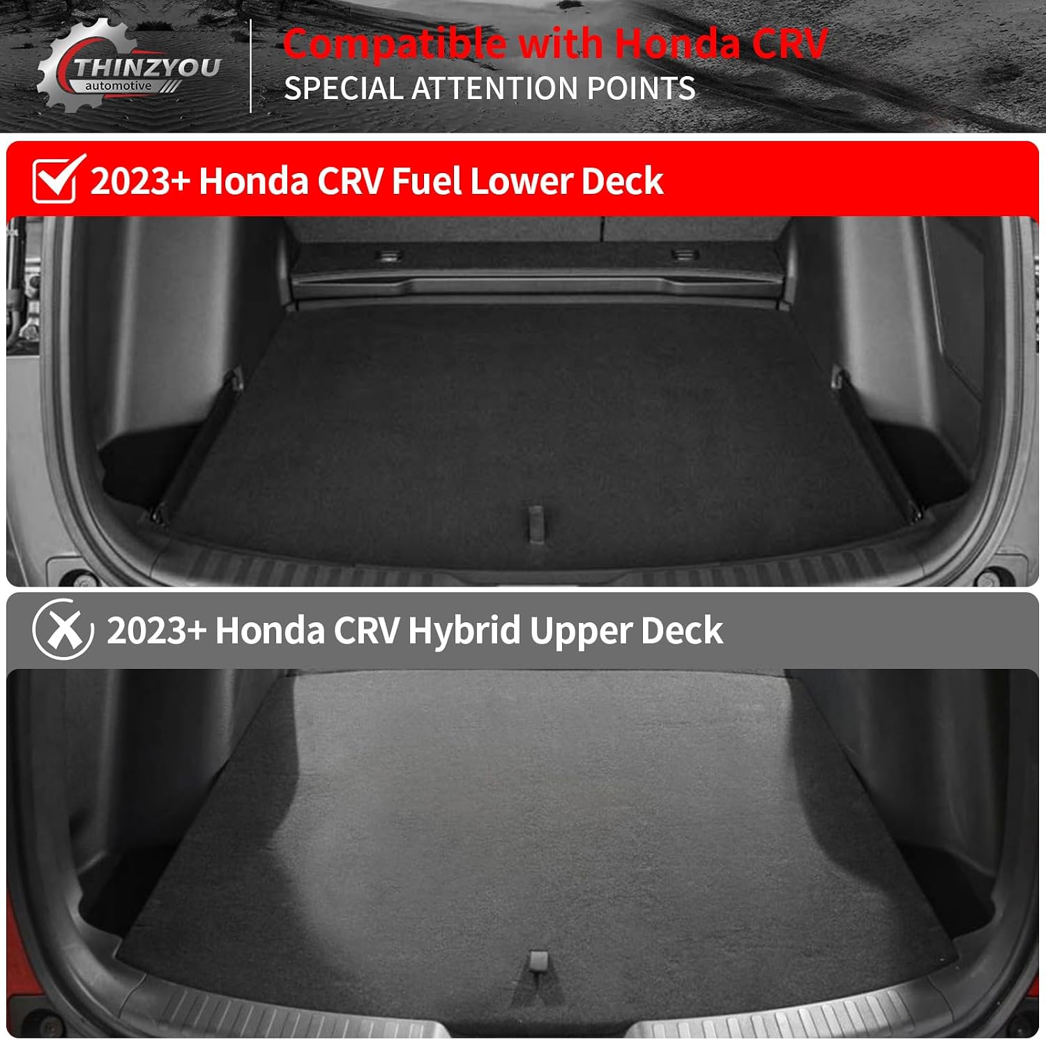 Floor Mats Compatible with 2023 2024 2025 2026 Honda CRV Cargo Mats Liner TPE Back Seat Cover Trunk Mats Fuel 2024 CR-V Accessories Non-Hybrid (Lower Deck, Trunk Mat+Backrest Mats+Floor Mats)