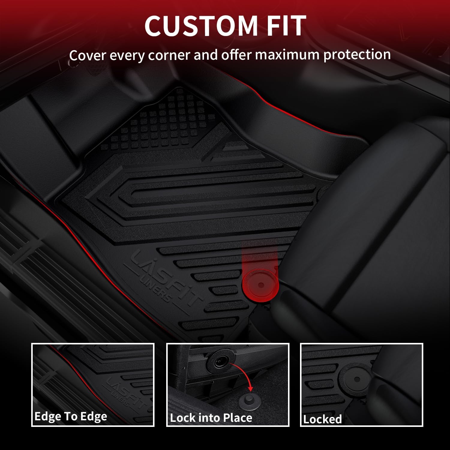 LASFIT Floor Mats 2019-2026 for Chevrolet Silverado/GMC Sierra 1500, 2020-2026 2500HD 3500HD, Only Without Rear Underseat Storage Box, Only Bucket Seat/Crew Cab (Not for Regular/Double Cab)