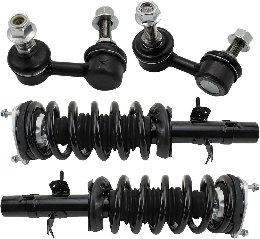 TRQ Front Suspension Kit Complete Strut & Coil Spring Assembly Sway Bar Stabilizer Link Compatible with 2009-2013 Infiniti G37 2014-2017 Q60