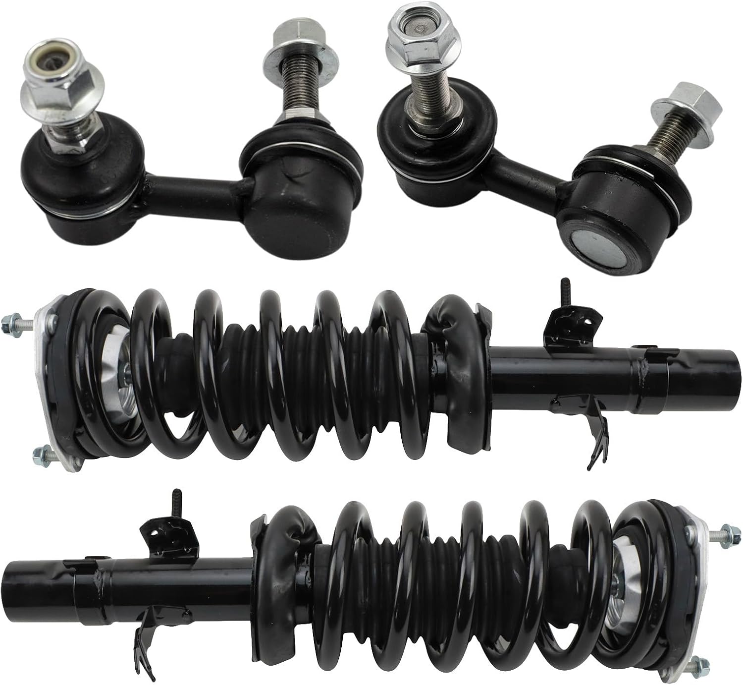 TRQ Front Suspension Kit Complete Strut & Coil Spring Assembly Sway Bar Stabilizer Link Compatible with 2009-2013 Infiniti G37 2014-2017 Q60