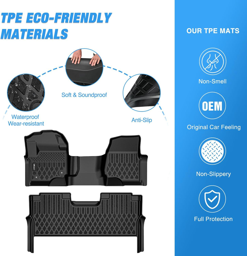 Nilight TPE Floor Mats for Ford F250 F350 F450 F550 Super Duty Crew Cab Bench Seat 2017 2018 2019 2020 2021 2022 2023 2024 2025 2026 All Weather Custom Fit Heavy Duty Floor Liners