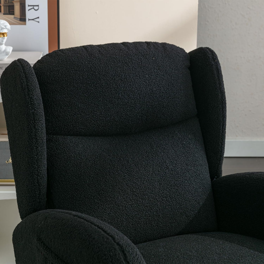 Cloud Rocking Chair Nursery, Comfy Glider Nursery Chair with Foot Rest, Upholstered Rocker, Modern Accent Reading Armchair with Solid Wood Base for Living Room, Bedroom (40' Black)