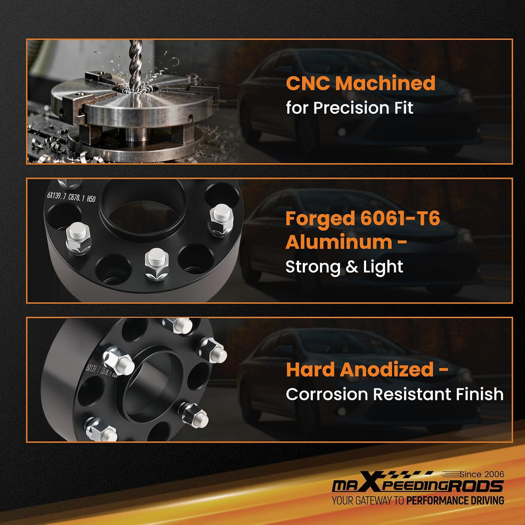 maXpeedingrods 2 Inch 6x5.5 Hubcentric Wheel Spacers for Chevy Silverado Sierra 1500, 6x139.7mm M14x1.5 Studs 78.1mm Hub Bore with Lip Forged Spacer for Tahoe, Suburban, Yukon 6 Lug