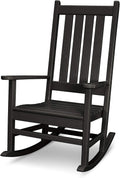 Polywood Vineyard Porch Rocking Chair, HDPE Outdoor Rocker, Patio Furniture, Black, Made in USA
