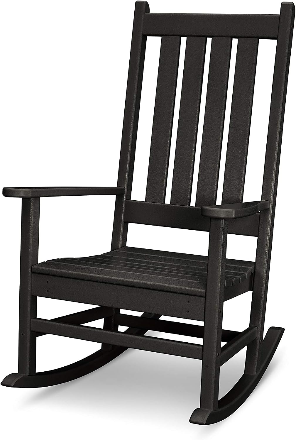 Polywood Vineyard Porch Rocking Chair, HDPE Outdoor Rocker, Patio Furniture, Black, Made in USA
