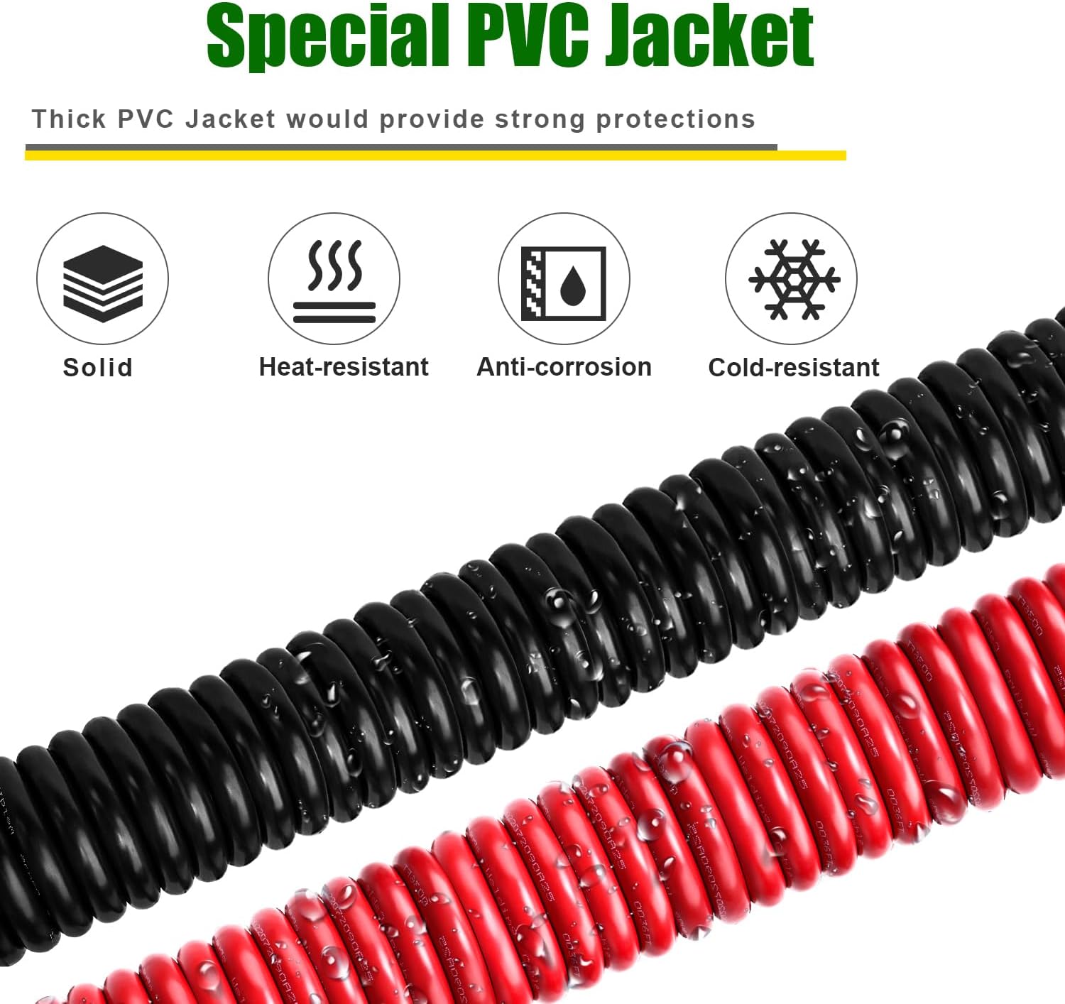 2/0 Gauge Battery Cable Copper Wire, 15FT Red+15FT Black 2/0 AWG Welding Cable Standard USA OFC Wire for Automotive, Battery, Solar, Marine and Generator