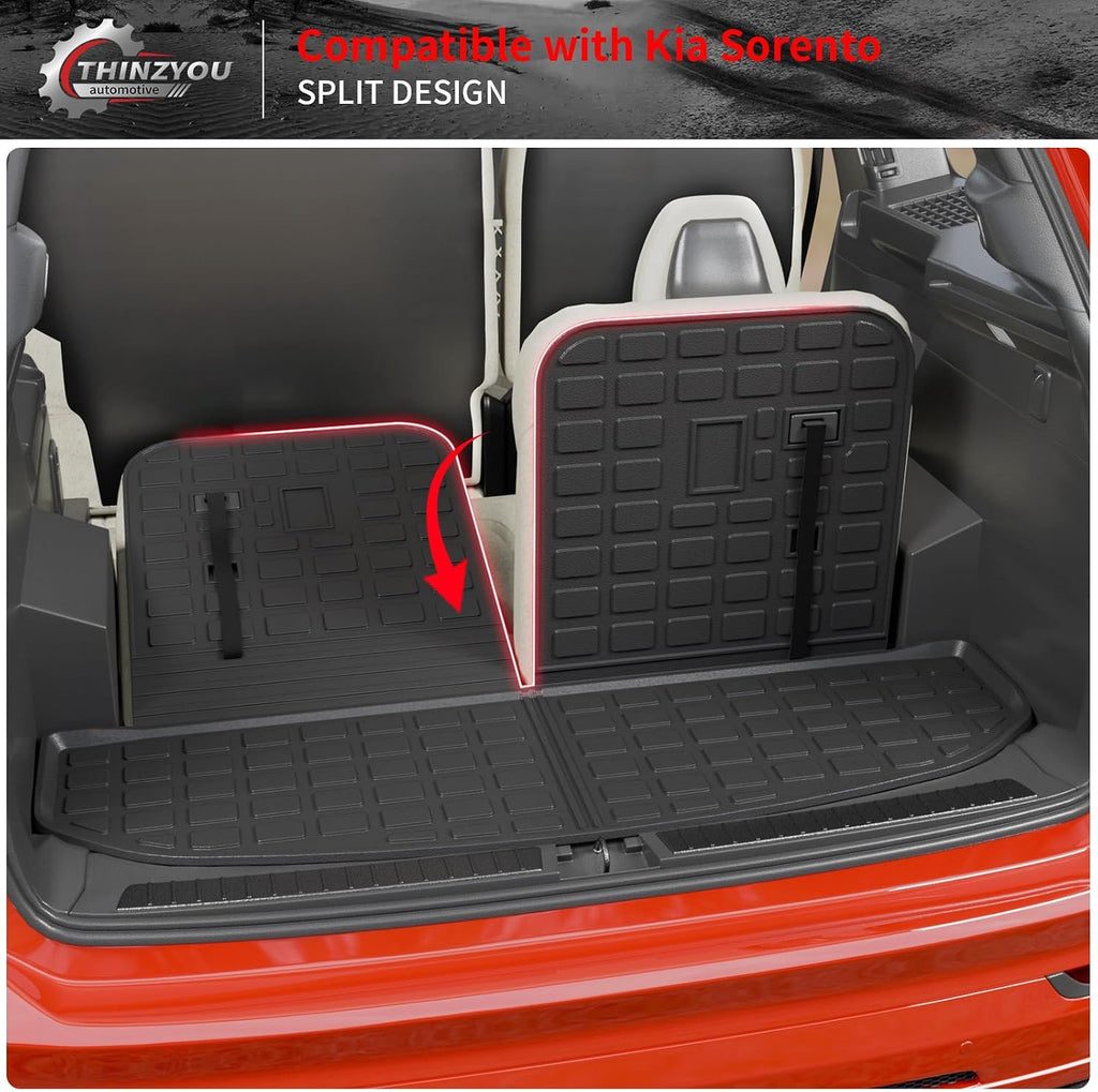Floor Mats Compatible with 2021-2025 2026 Kia Sorento 6&7 Passenger Cargo Mat TPE Back Seat Cover Protector 2024 Sorento Accessories (Fit 6&7 Seats,Trunk Mat with Backrest Mats+Floor Mats)