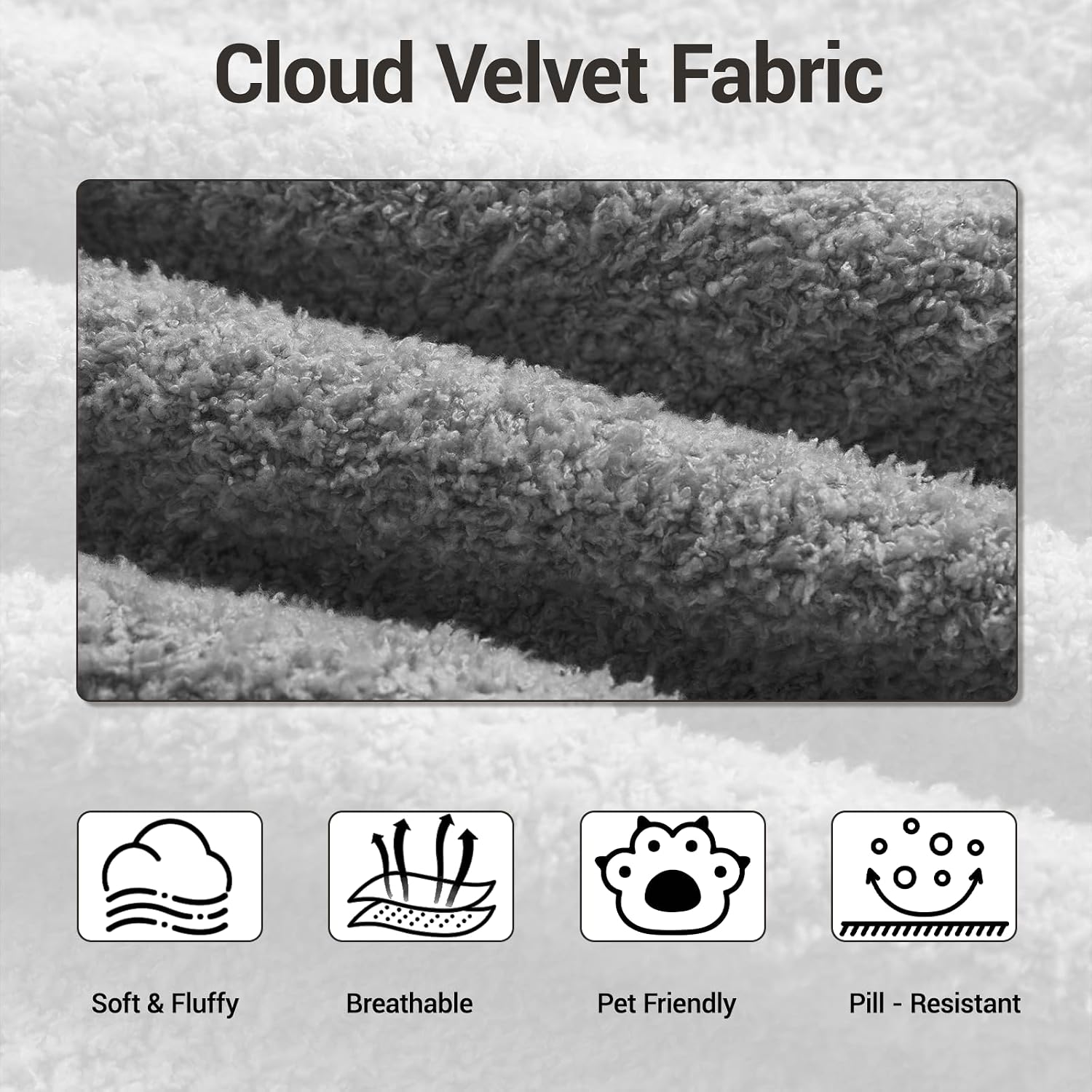 Modular Cloud Couch Sectional, Boneless Sofa with Ottoman, Deep Seat Fluffy Sectional Couch for Living Room & Bedroom, No Assembly Required, Grey